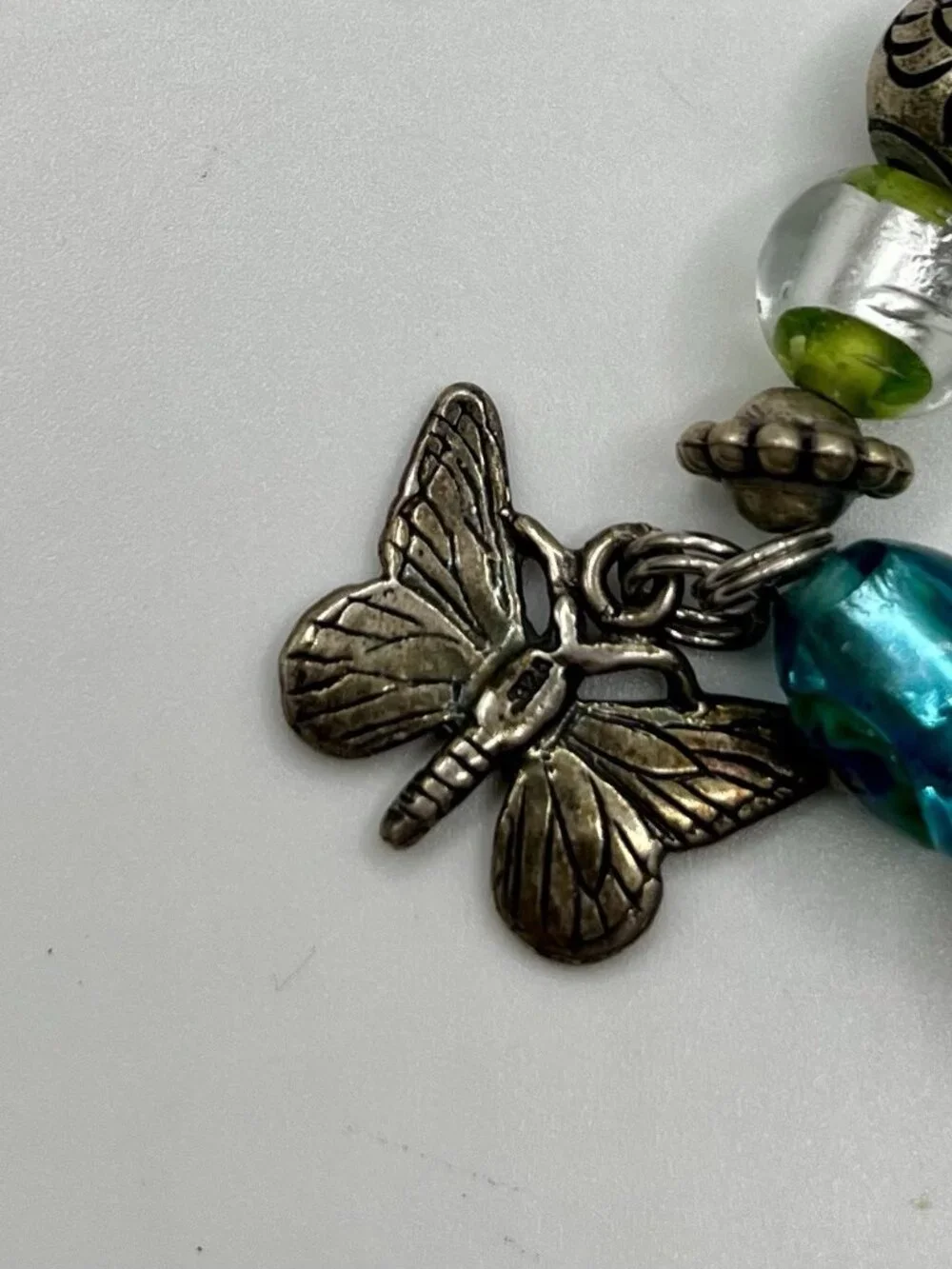 VTG Sterling Silver Charm Bracelet Artisan Lampwork Glass Beads Florida Shell